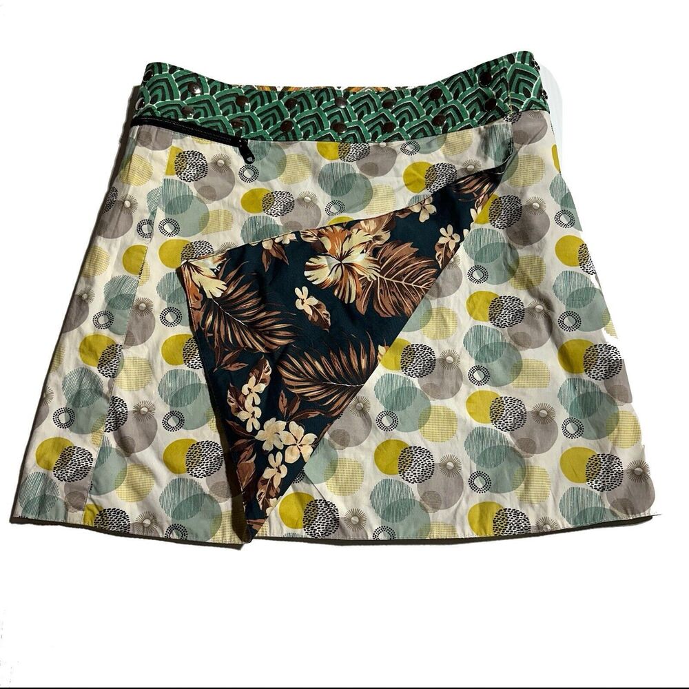 ZAND AMSTERDAM Reversible Wrap Skirt One Size OS S M L Knee Length Zip Pocket